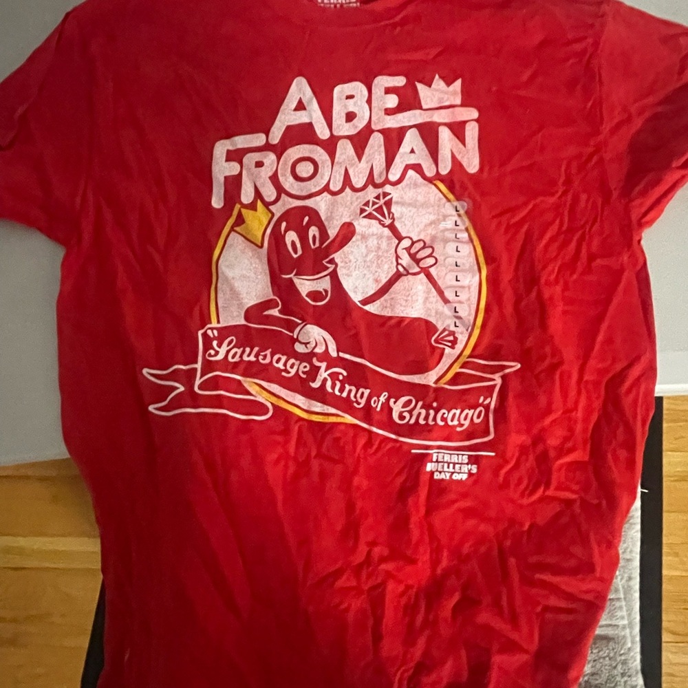 Ferris Bueller Red Abe Froman Graphic Tee Size L NWT